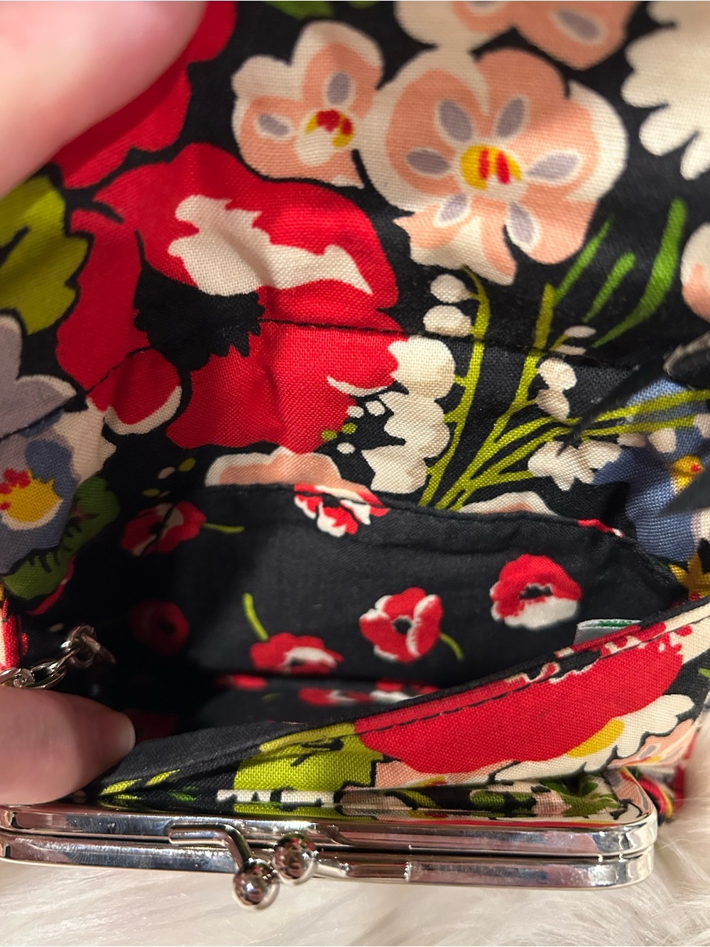 Vera Bradley Floral Quilted Cotton Wallet - Black Multi - Picture 3 of 6